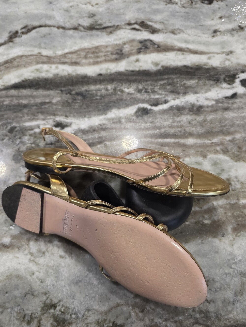 PALTER DeLISO Rio Grand Metallic Gold Strappy Flat Sandals Made in Italy EU 40 - Picture 14 of 14